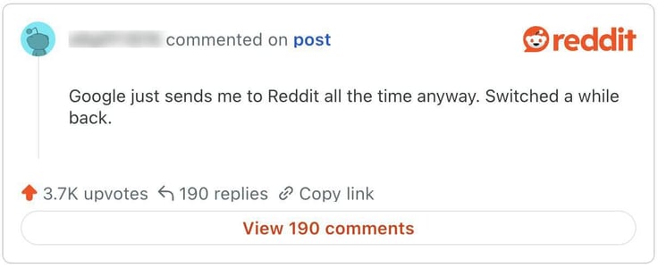 Screenshot of Reddit post