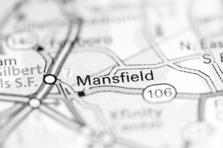 Mansfield. Massachusetts. USA on a geography map Mansfield. Massachusetts. USA on a geography map