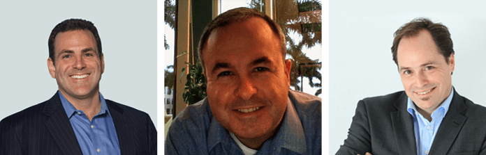 Headshots of Open-Xchange's Bob Krulcik and Chris Latterell and Hostway's John Enright