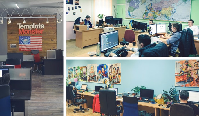 Images of TemplateMonster developers and designers working