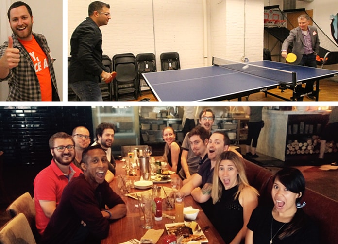 Images of the WhatRunsWhere team in the office and having fun