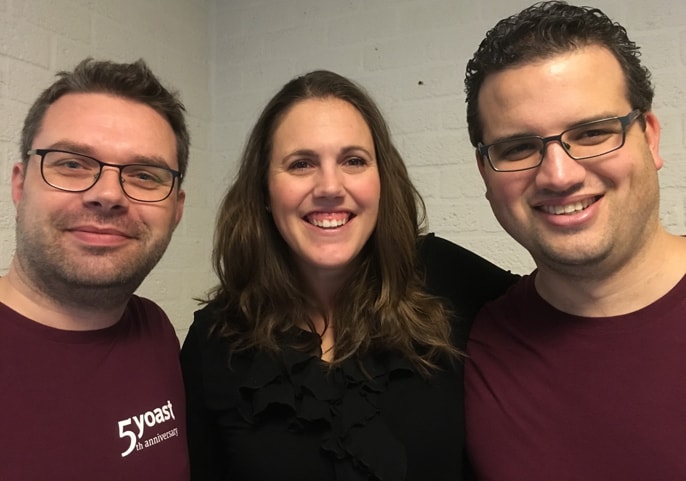 Joost de Valk and his wife, Marike van de Rakt, and their first employee Michiel Heijmans