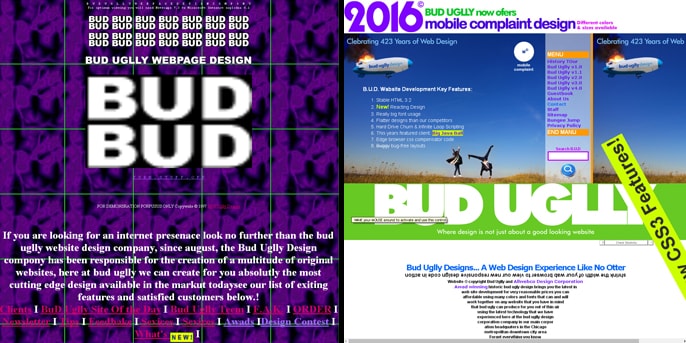 The 1996 and 2016 Versions of BudUgllyDesign.com