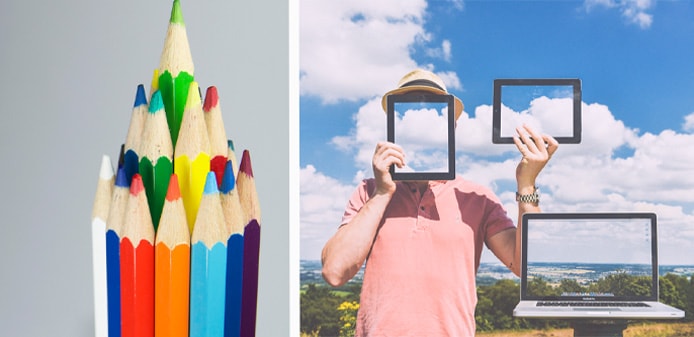 Customizable Color Palettes Photo of colored pencils and conceptual color choice photo