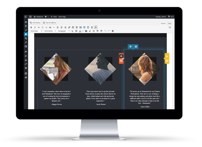 BoldGrid's Integrated Marketplace Photo of computer screen featuring BoldGrid's plugins