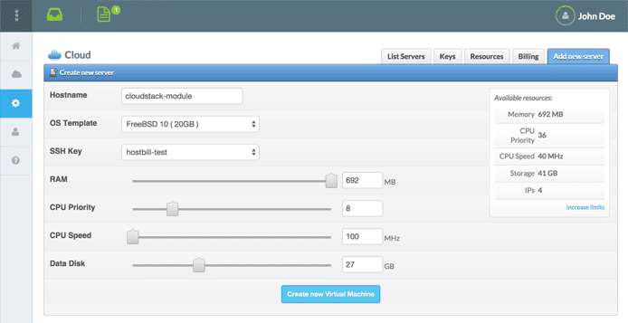 HostBill Screenshot of HostBill dashboard