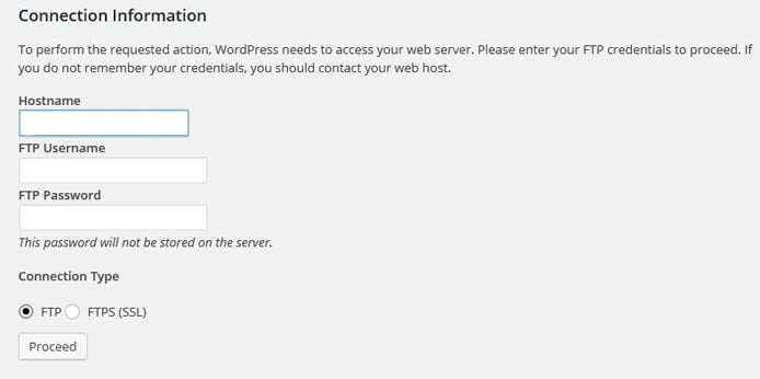 Screenshot of FTP credentials