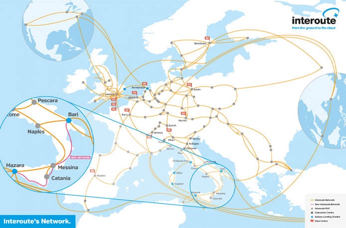 Interoute Global Map Screenshot Screenshot of Interoute global map