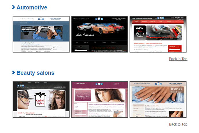 Web.com Templates Screenshot of Web.com templates