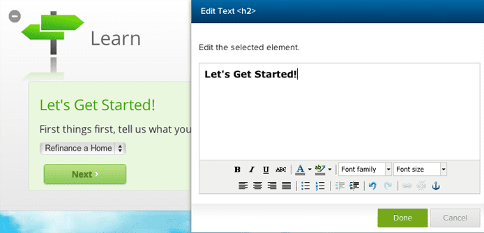 Optimizely Visual Editor Screenshot of Optimizely's Visual Editor
