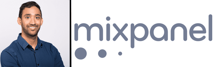Nihar Bhupalam, Mixpanel's Product Manager Nihar Bhupalam's headshot and Mixpanel logo