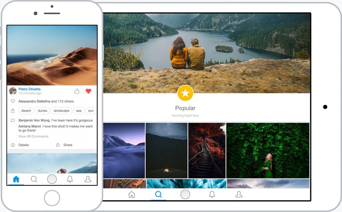 Screenshot of the 500px platform Screenshot of the 500px platform