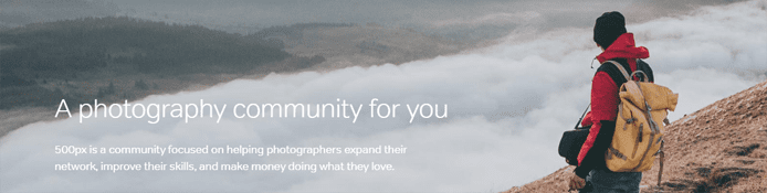 Screenshot of 500px community page Screenshot of 500px community page