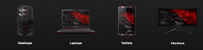Collection of Acer Predator products Collection of Acer Predator products
