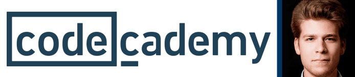 Codecademy logo with portrait of CEO, Zach Sims Codecademy logo with portrait of CEO, Zach Sims