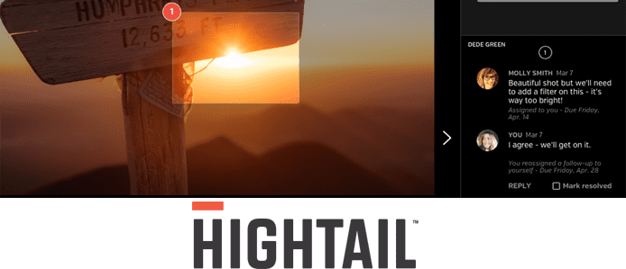 Screenshot of Hightail's user interface Screenshot of Hightail's user interface