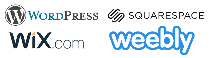 Collage of the WordPress, Wix, Squarespace, and Weebly logos Collage of the WordPress, Wix, Squarespace, and Weebly logos