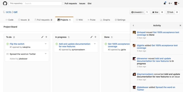 Screenshot of GitHub Enterprise project board Screenshot of GitHub Enterprise project board
