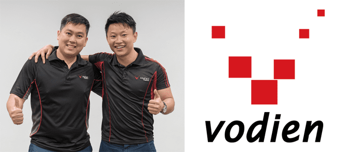 Photo of John Jervis Lee and Alvin Poh and the Vodien logo Photo of John Jervis Lee and Alvin Poh and the Vodien logo