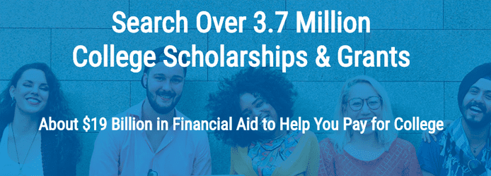 Screenshot picturing students with text noting the 3.7 million scholarships available on Scholarships.com Screenshot picturing students with text noting the 3.7 million scholarships available on Scholarships.com
