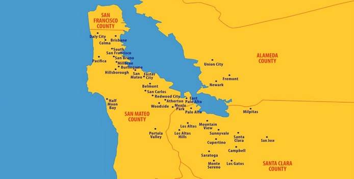 Map of San Francisco Bay Area and Silicon Valley Map of San Francisco Bay Area and Silicon Valley