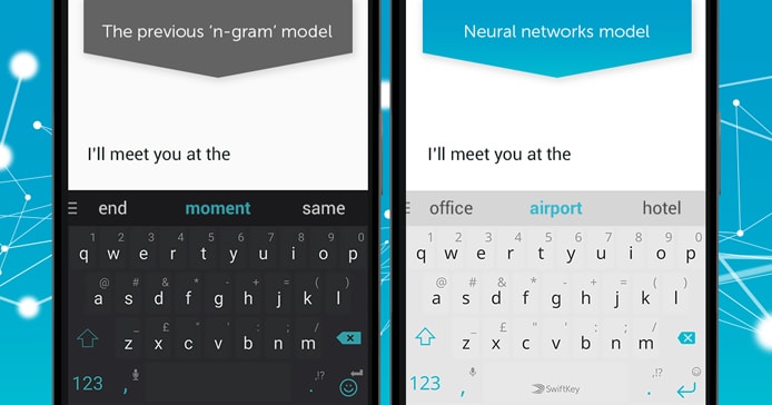 Graphic depicting SwiftKey's learning capabilities on a mobile phone Graphic depicting SwiftKey's learning capabilities on a mobile phone