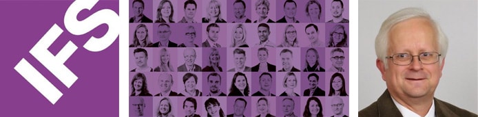 IFS logo with collage of employees and picture of Bill Leedale