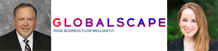 Images of Gary Mullen and Alison Turner with the Globalscape logo Images of Gary Mullen and Alison Turner with the Globalscape logo