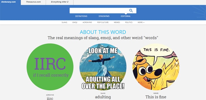 Screenshot of Dictionary.com Screenshot of Dictionary.com