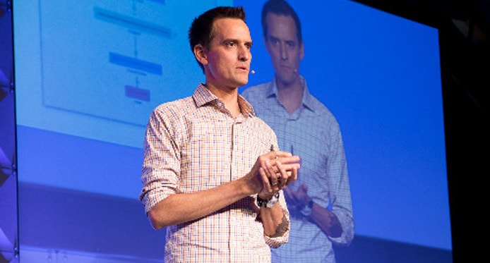 Photo of Rob Walling speaking on stage Photo of Rob Walling speaking on stage