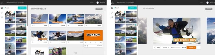 Screenshots of Animoto's platform