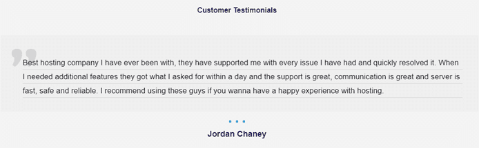 Screenshot of a customer testimonial Screenshot of a customer testimonial