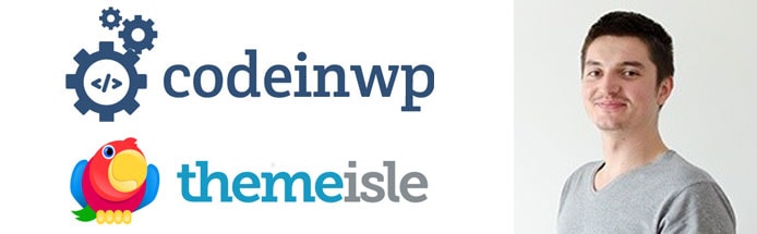 Image of Claudiu Dăscălescu with CodeinWP and ThemeIsle logos Image of Claudiu Dăscălescu with CodeinWP and ThemeIsle logos