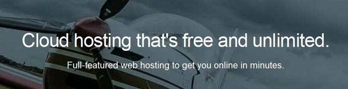 Photo of an airplane and text saying "Cloud hosting that's free and unlimited." Photo of an airplane and text saying "Cloud hosting that's free and unlimited."