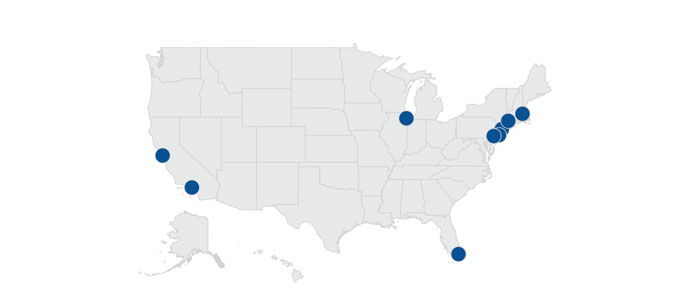 Colocation America hub map.