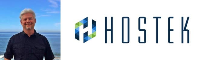 Headshot of Hostek CEO Brian Anderson and company logo Headshot of Hostek CEO Brian Anderson and company logo