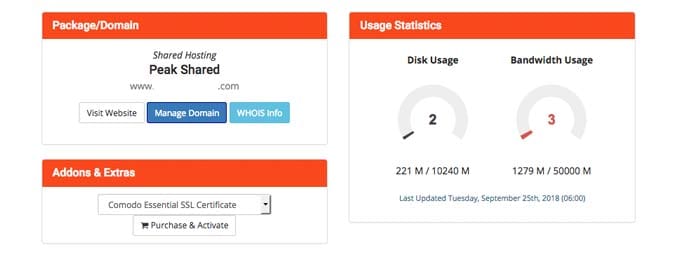 Graphic of cPanel management in account portal Graphic of cPanel management in account portal