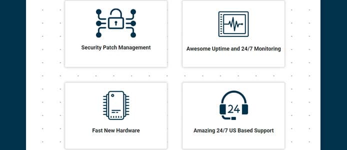 Graphic depicting features of Hostek's managed hosting solutions Graphic depicting features of Hostek's managed hosting solutions