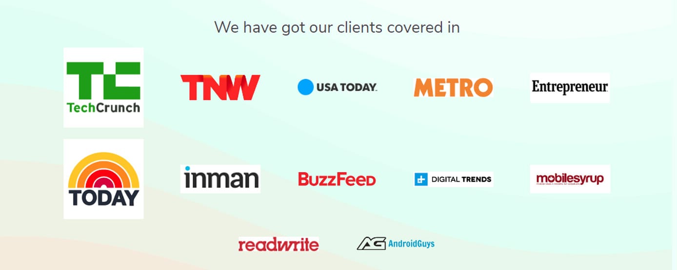 Logos of media outlets in which Promotehour has helped clients secure coverage Logos of media outlets in which Promotehour has helped clients secure coverage