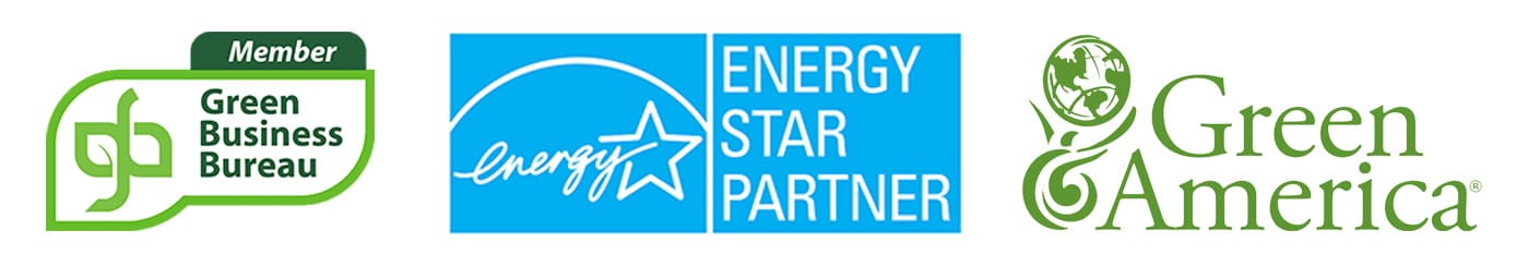 Green Business Bureau, ENERGY STAR, and Green America logos Green Business Bureau, ENERGY STAR, and Green America logos