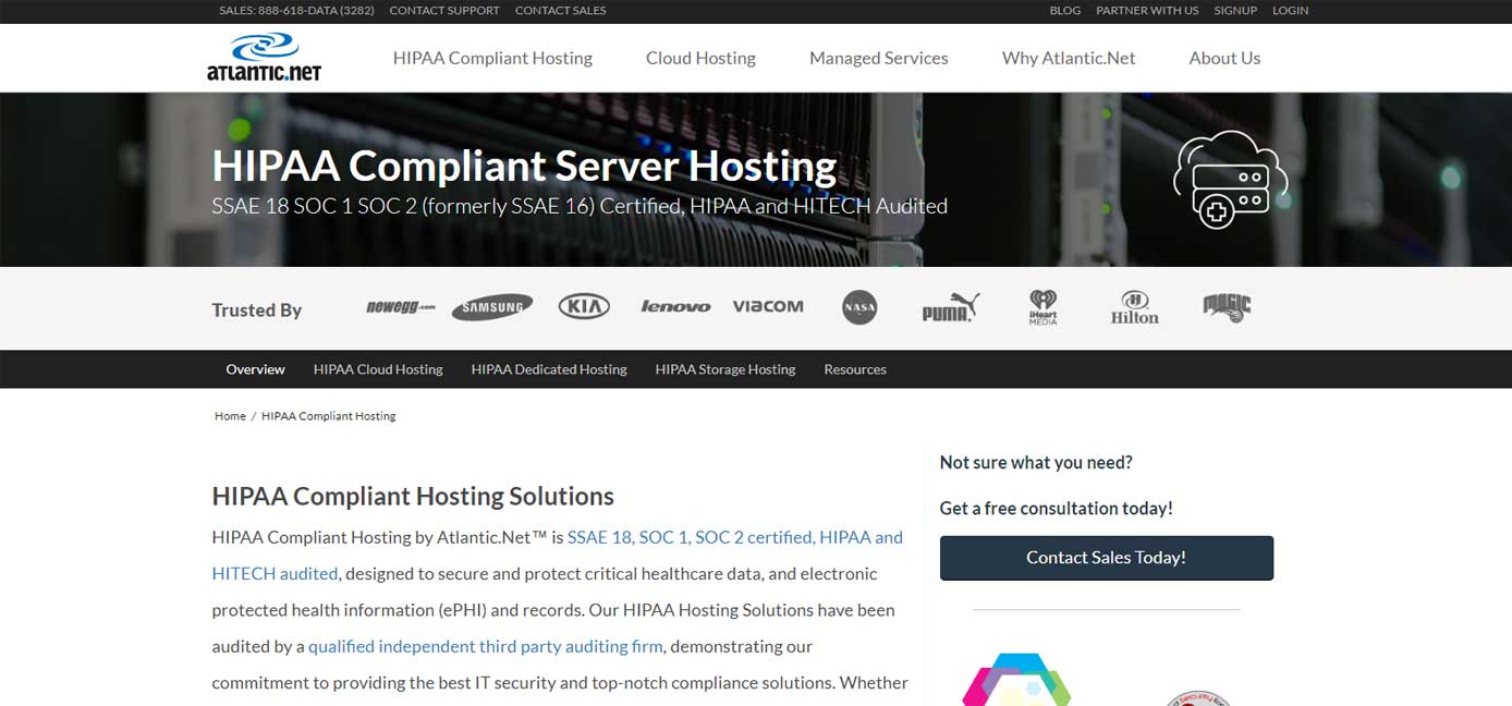 Screenshot of Atlantic.Net HIPAA-compliant hosting Screenshot of Atlantic.Net HIPAA-compliant hosting