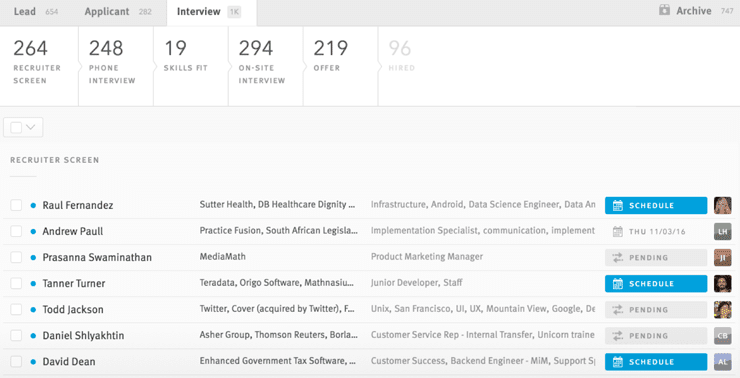 Lever Hire Screenshot Screenshot of Lever Hire