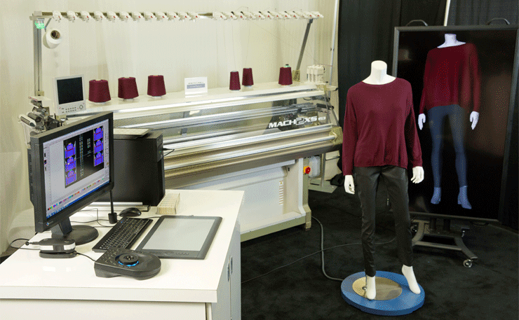 Shima Seiki's 3D Knitting Machine in the Intel Booth Photo of Shima Seiki's 3D knitting machine in the Intel booth