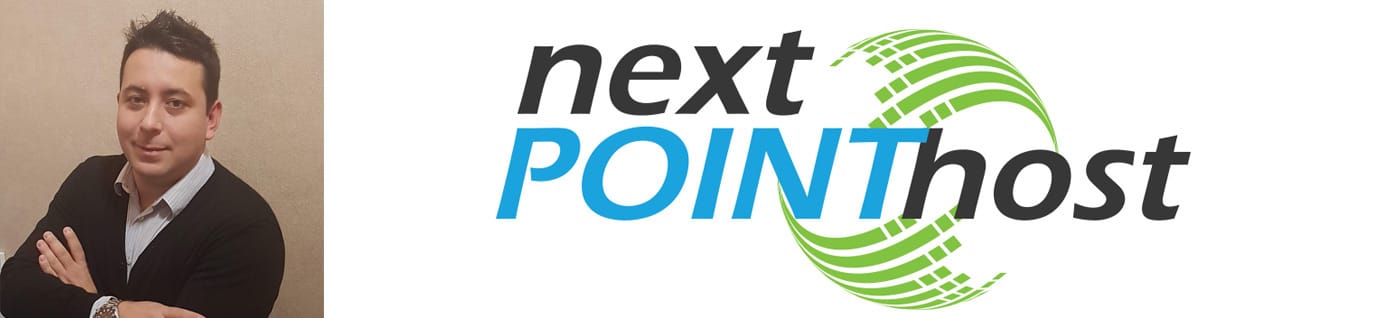 Headshot of NextPointHost Founder Genko Penev and company logo Headshot of NextPointHost Founder Genko Penev and company logo