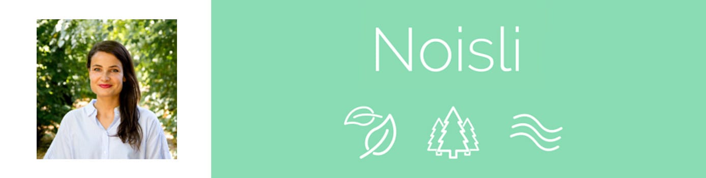 Noisli Co-Founder Sabine Staggl and company logo Noisli Co-Founder Sabine Staggl and company logo
