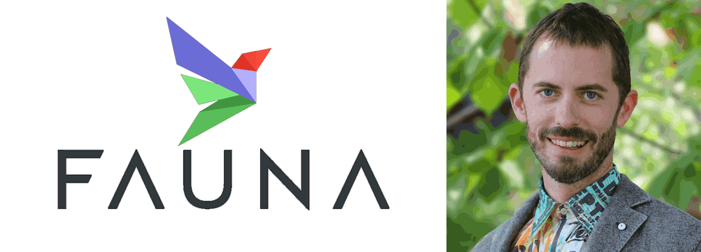 FaunaDB logo with image of Chris Anderson FaunaDB logo with image of Chris Anderson