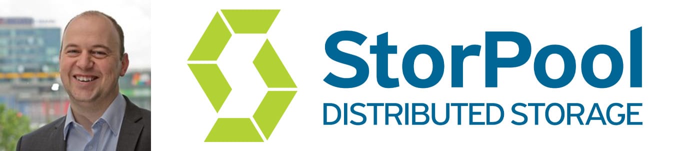 Boyan Krosnov, Chief of Product and Co-Founder at StorPool, and company logo Boyan Krosnov, Chief of Product and Co-Founder at StorPool, and company logo