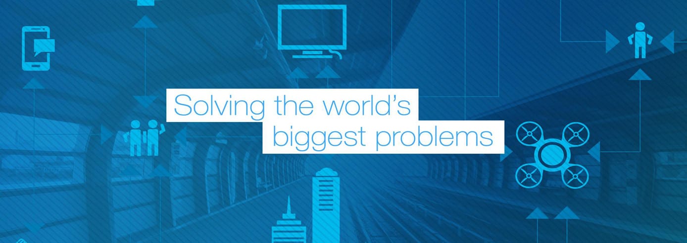 Graphic reading "solving the world's biggest problems"