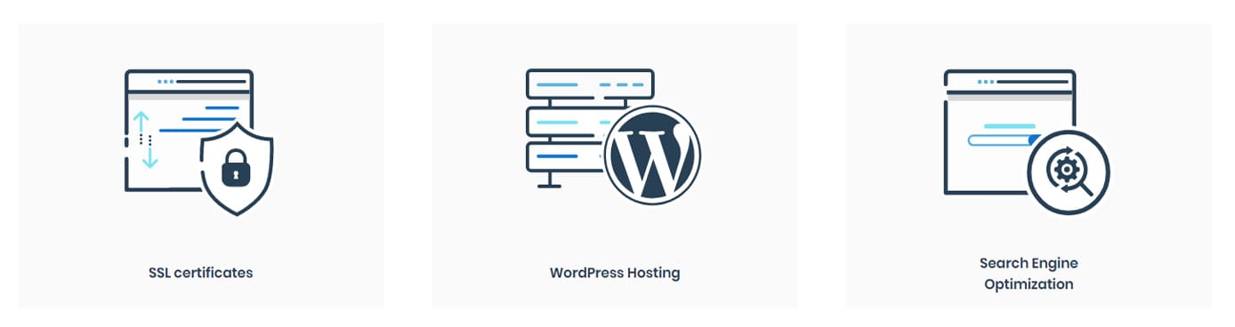 Icons depicting site-builder services Icons depicting site-builder services