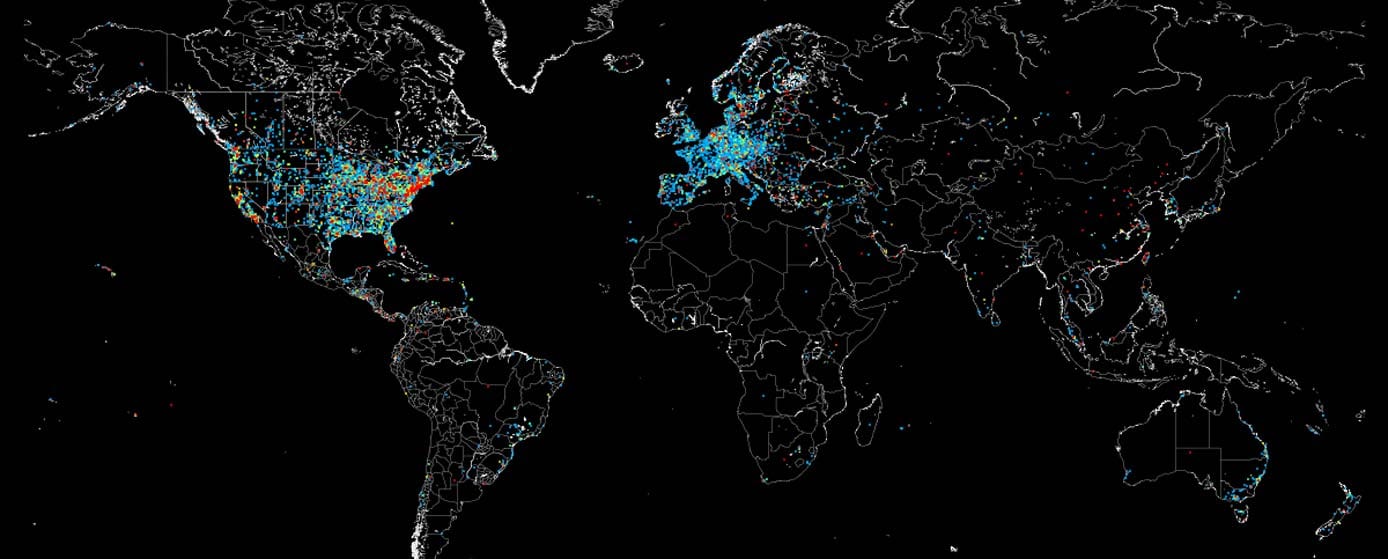 Map of industrial control systems on the internet Map of industrial control systems on the internet
